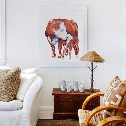 Carina Chambers Design Limited Edition Print Hereford Cow and Calf