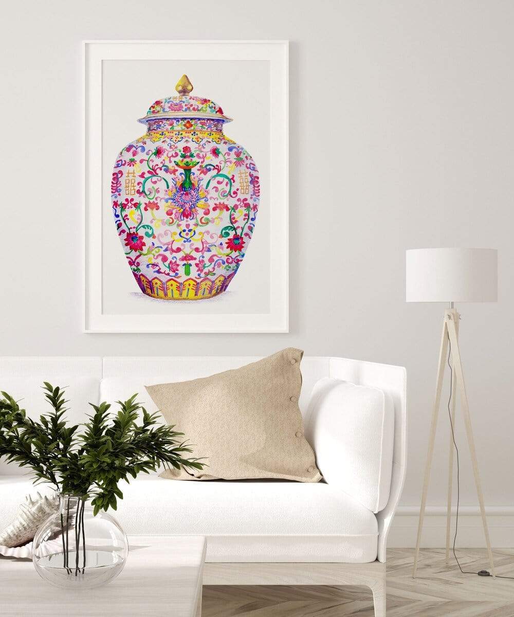 Carina Chambers Design  Limited Edition Print Pink Ginger Jar