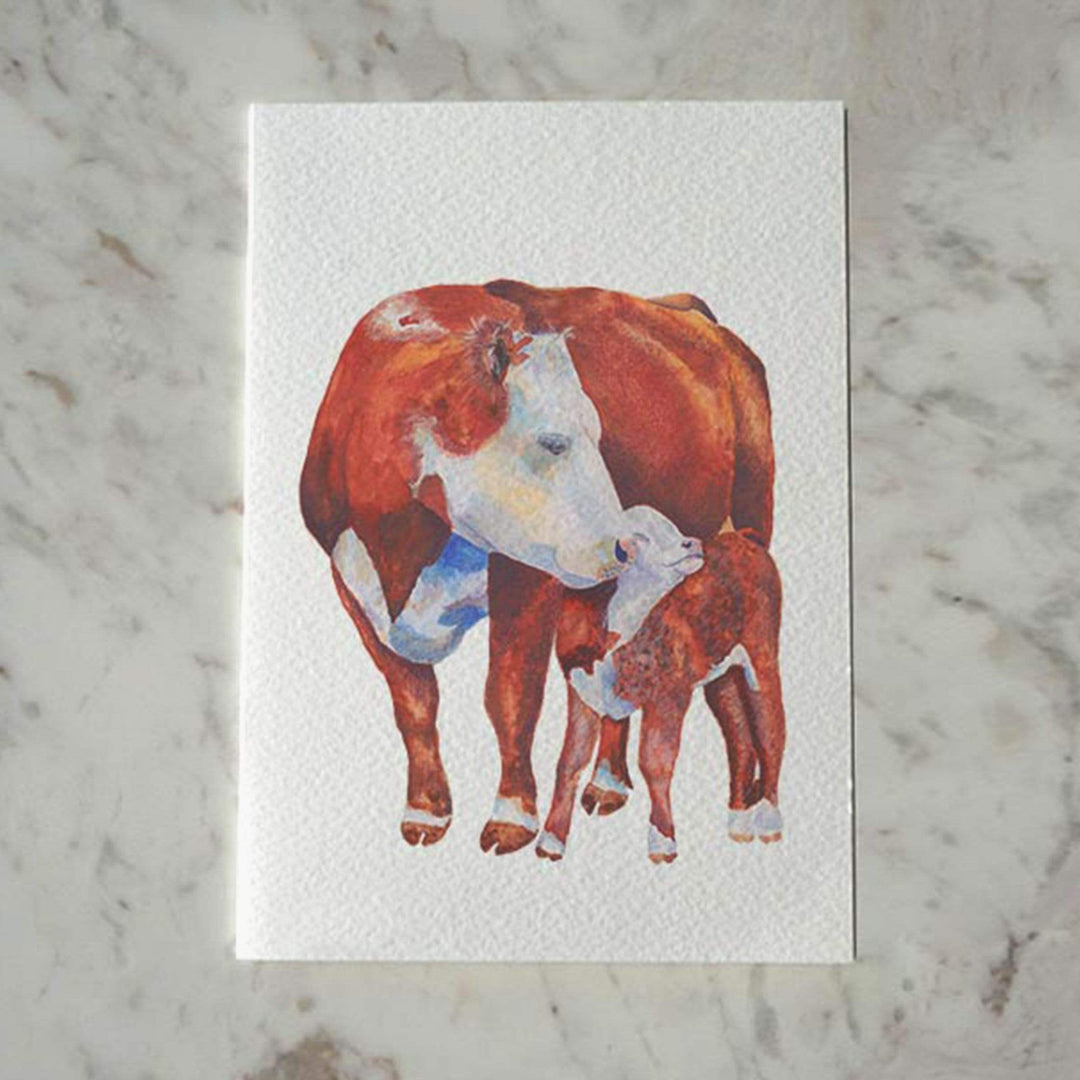 Carina Chambers Design  Card Hereford Cow and Calf - card