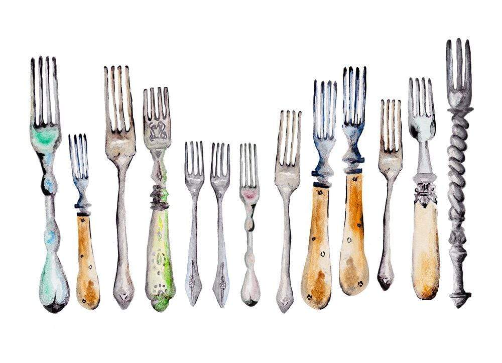 Carina Chambers Design  Limited Edition Print Forks  (Granny's Picnic Set 3)