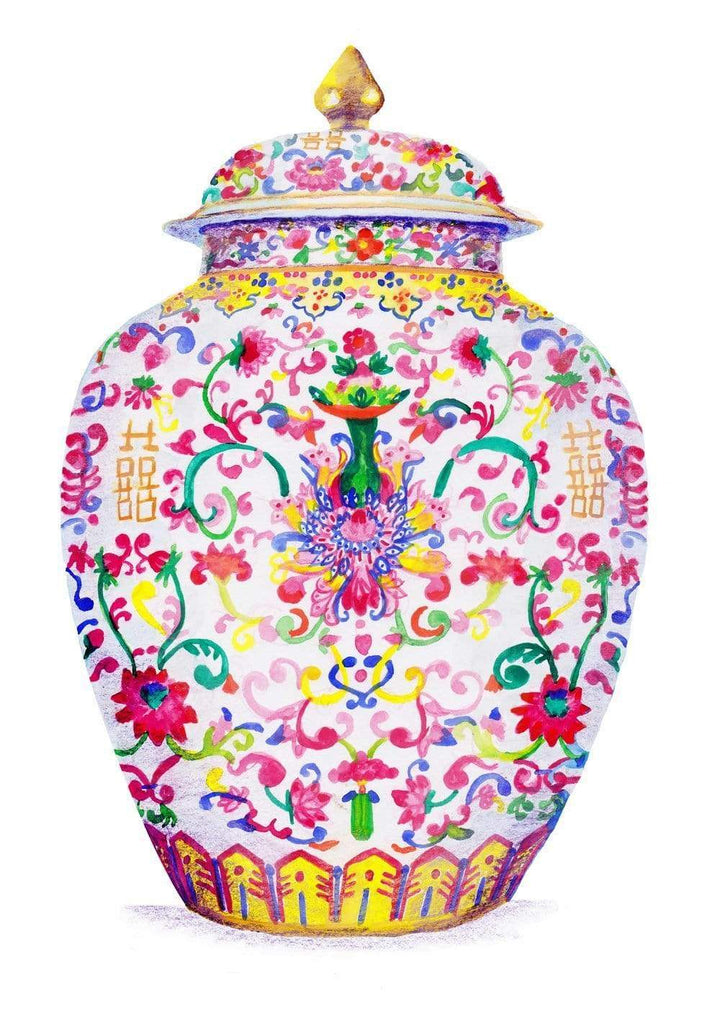 Carina Chambers Design  Limited Edition Print Pink Ginger Jar