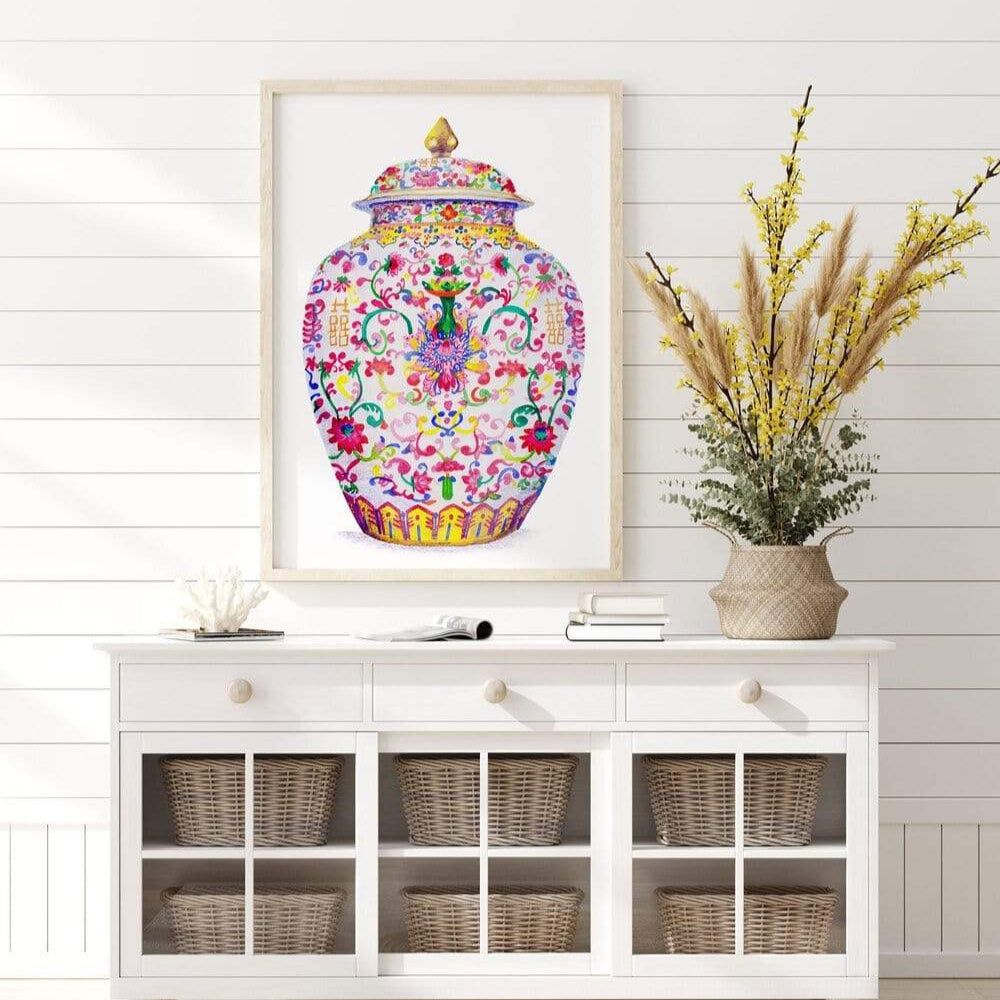 Carina Chambers Design  Limited Edition Print Pink Ginger Jar